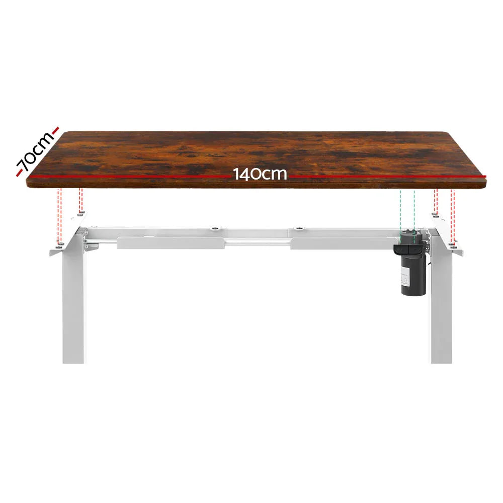 Artiss Standing Desk Motorised Sit Stand Desks Rustic Brown 140CM - Mekamart Australia