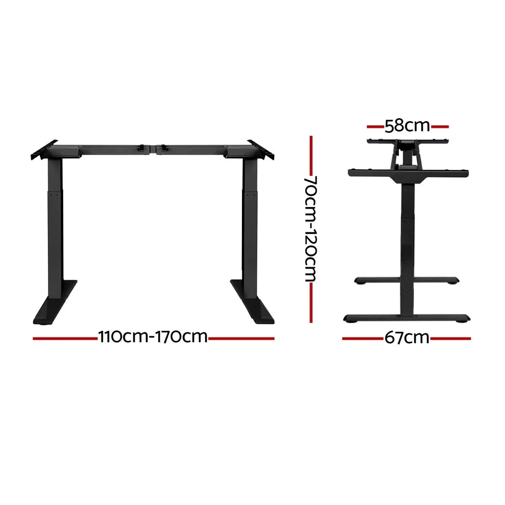 Artiss Standing Desk Frame Only Dual Motor Motorised Black - Mekamart Australia
