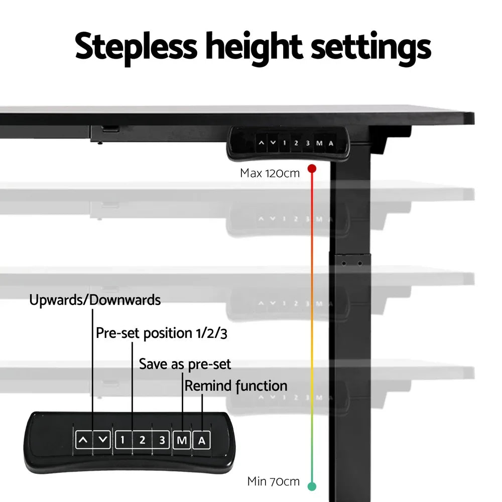Artiss Standing Desk Frame Only Dual Motor Motorised Black - Mekamart Australia