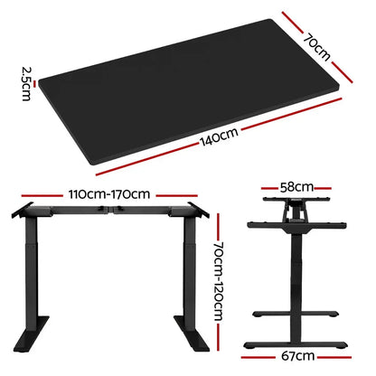 Artiss Standing Desk Motorised Dual Motor Black 140CM - Mekamart Australia