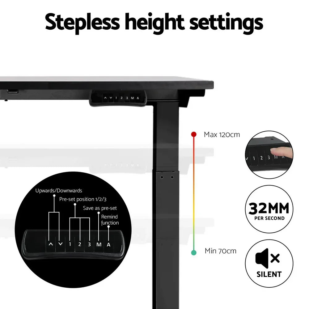 Artiss Standing Desk Motorised Dual Motor Black 140CM - Mekamart Australia