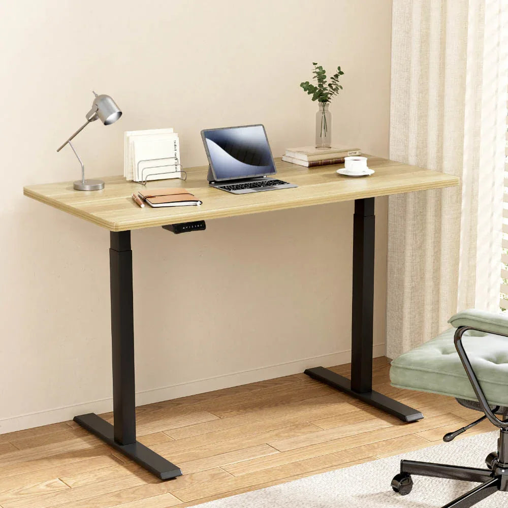 Artiss Standing Desk Motorised Dual Motor White Oak 140CM - Mekamart Australia