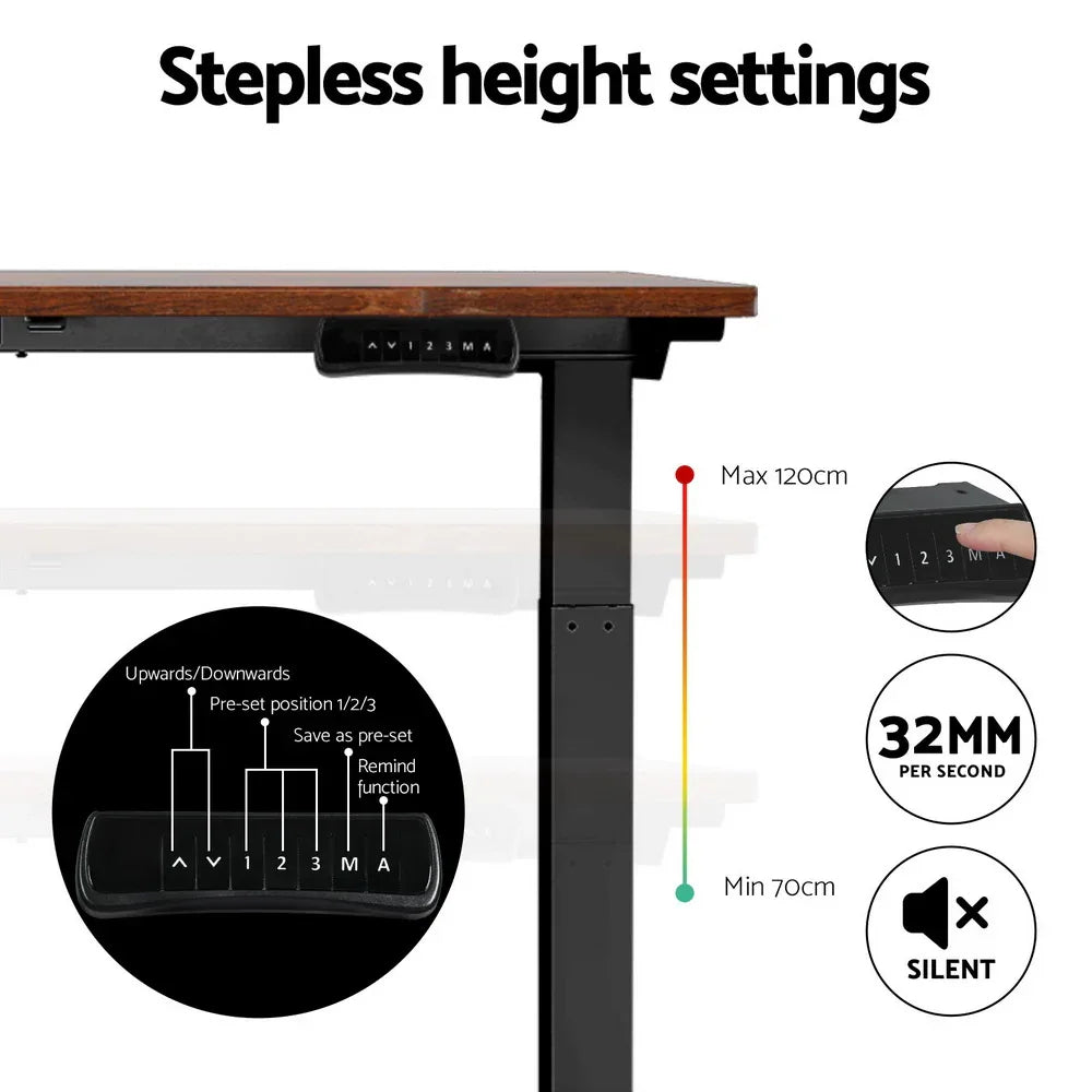 Artiss Standing Desk Motorised Dual Motor Rustic Brwon 120CM - Mekamart Australia