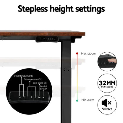 Artiss Standing Desk Motorised Dual Motor Rustic Brwon 120CM - Mekamart Australia