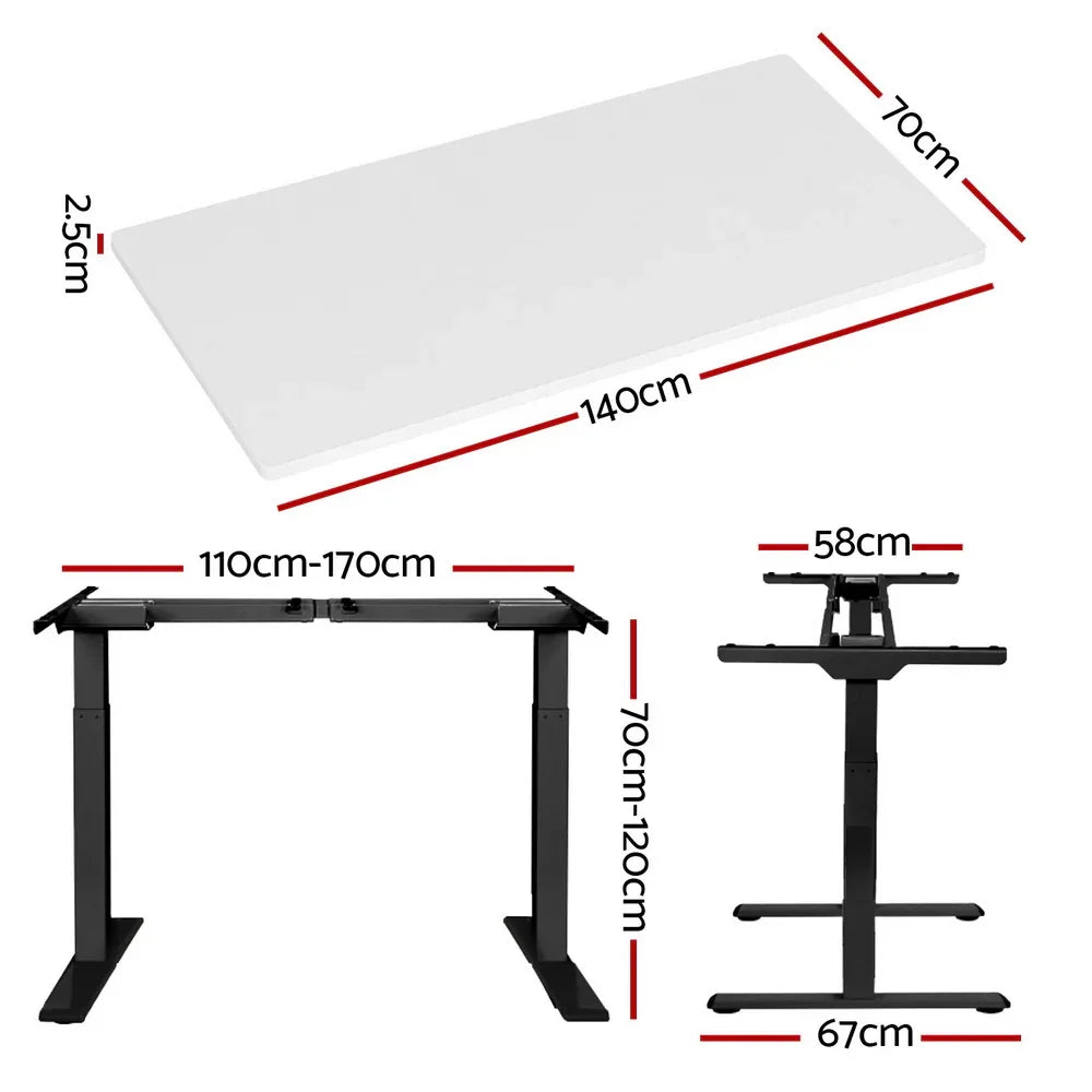 Artiss Standing Desk Motorised Dual Motor White 140CM - Mekamart Australia