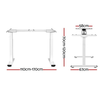 Artiss Standing Desk Frame Only Dual Motor Motorised White - Mekamart Australia
