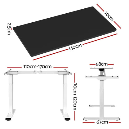 Artiss Standing Desk Motorised Dual Motor 140CM Black - Mekamart Australia