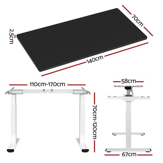 Artiss Standing Desk Motorised Dual Motor 140CM Black - Mekamart Australia