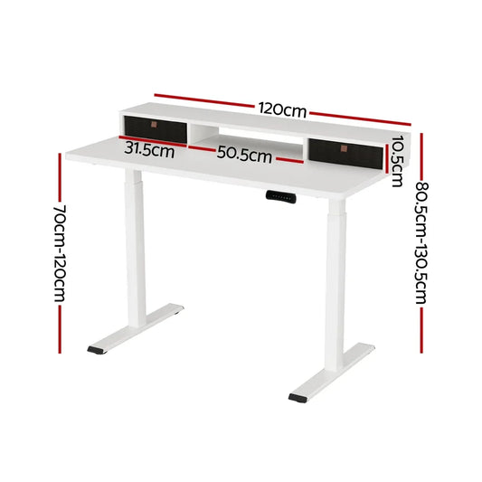 Artiss Electric Standing Desk Dual Motor Office Table With Shelf Drawer120CM - Mekamart Australia