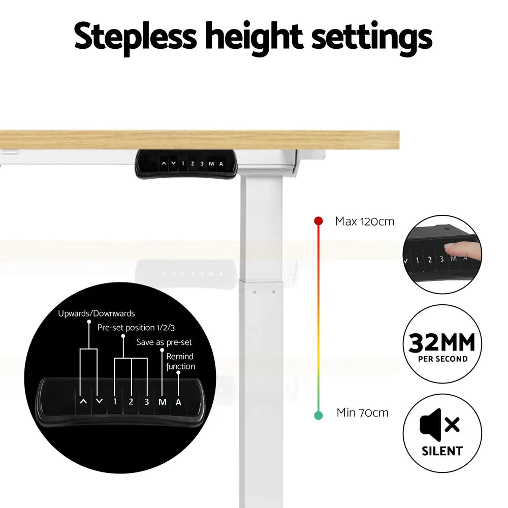Artiss Standing Desk Motorised Dual Motor 120CM White Oak - Mekamart Australia