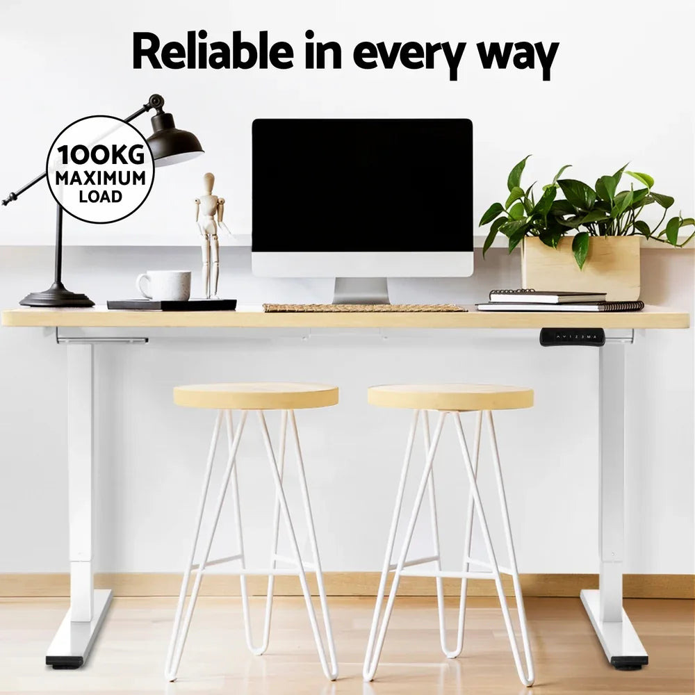 Artiss Standing Desk Motorised Dual Motor 120CM White Oak - Mekamart Australia