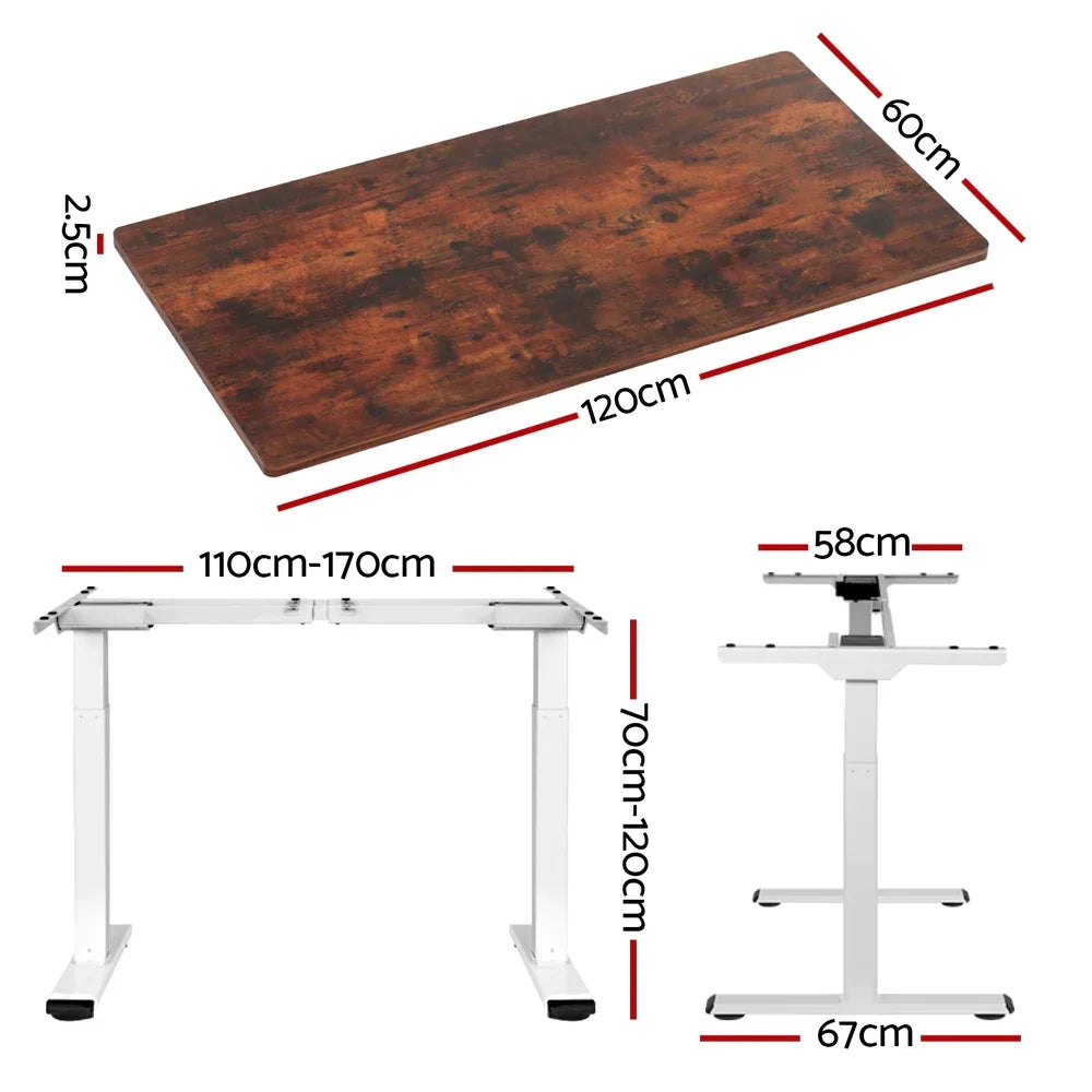 Artiss Standing Desk Motorised Dual Motor 120CM Rustic Brwon - Mekamart Australia