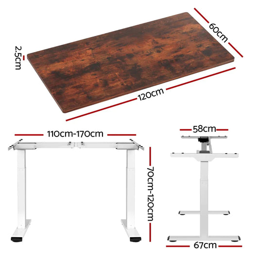 Artiss Standing Desk Motorised Dual Motor 120CM Rustic Brwon - Mekamart Australia