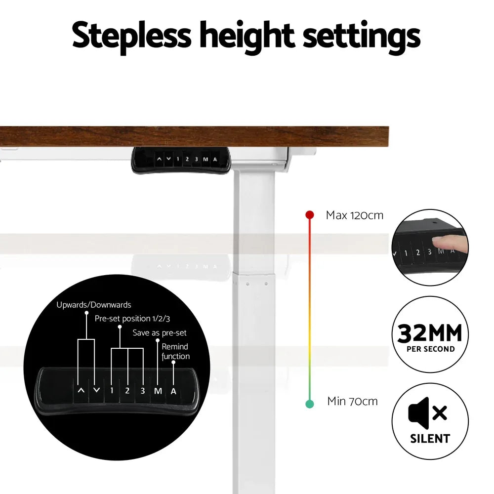 Artiss Standing Desk Motorised Dual Motor 120CM Rustic Brwon - Mekamart Australia