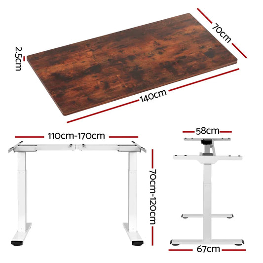 Artiss Standing Desk Motorised Dual Motor 140CM Rustic Brwon - Mekamart Australia