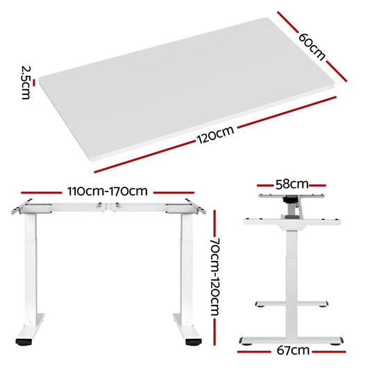 Artiss Standing Desk Motorised Dual Motor 120CM White - Mekamart Australia