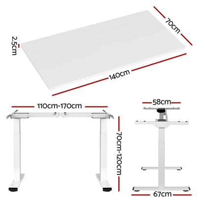 Artiss Standing Desk Motorised Dual Motor 140CM White - Mekamart Australia