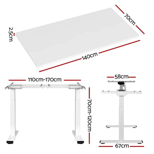 Artiss Standing Desk Motorised Dual Motor 140CM White - Mekamart Australia