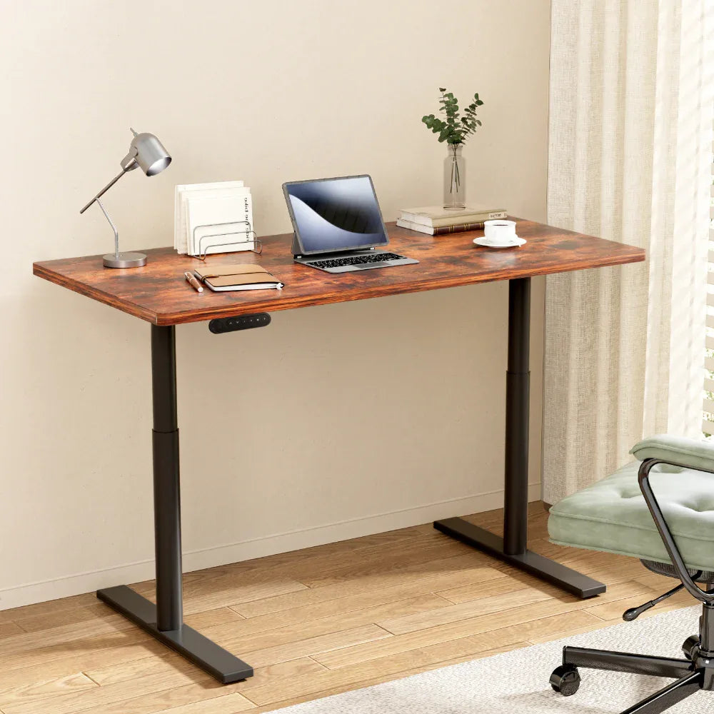 Artiss Standing Desk Motorised Electric Dual Motor Rustic Brown 140CM - Mekamart Australia