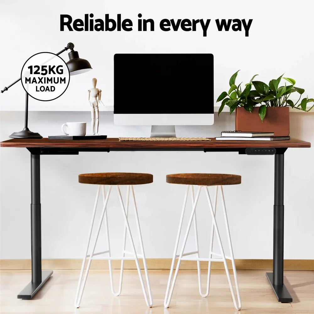 Artiss Standing Desk Motorised Electric Dual Motor Rustic Brown 140CM - Mekamart Australia