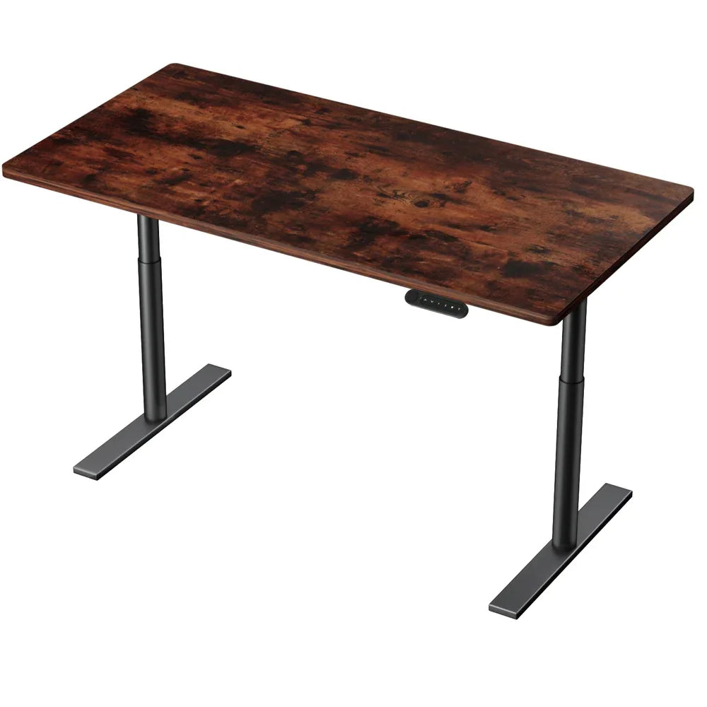 Artiss Standing Desk Motorised Electric Dual Motor Rustic Brown 140CM - Mekamart Australia