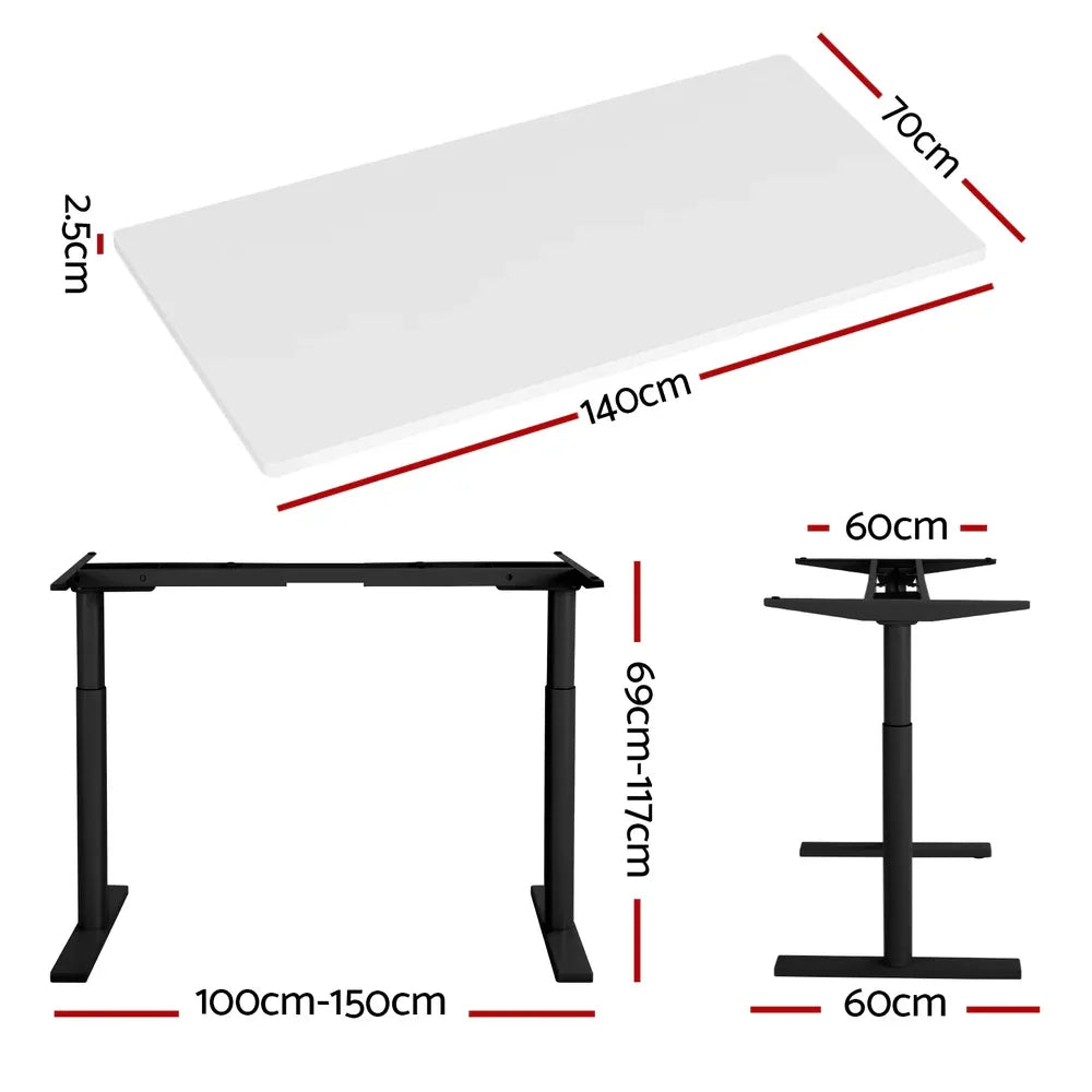 Artiss Standing Desk Motorised Electric Dual Motor White 140CM - Mekamart Australia