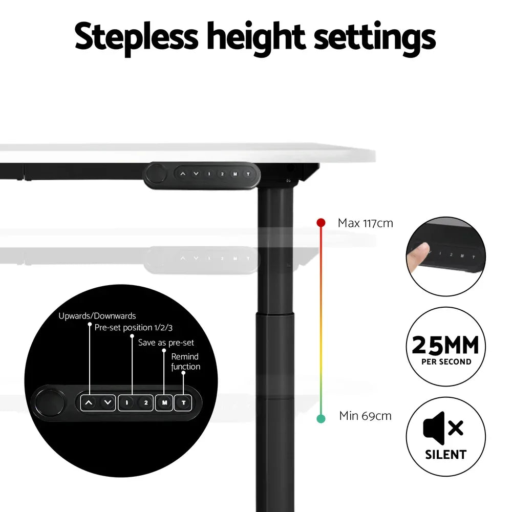 Artiss Standing Desk Motorised Electric Dual Motor White 140CM - Mekamart Australia