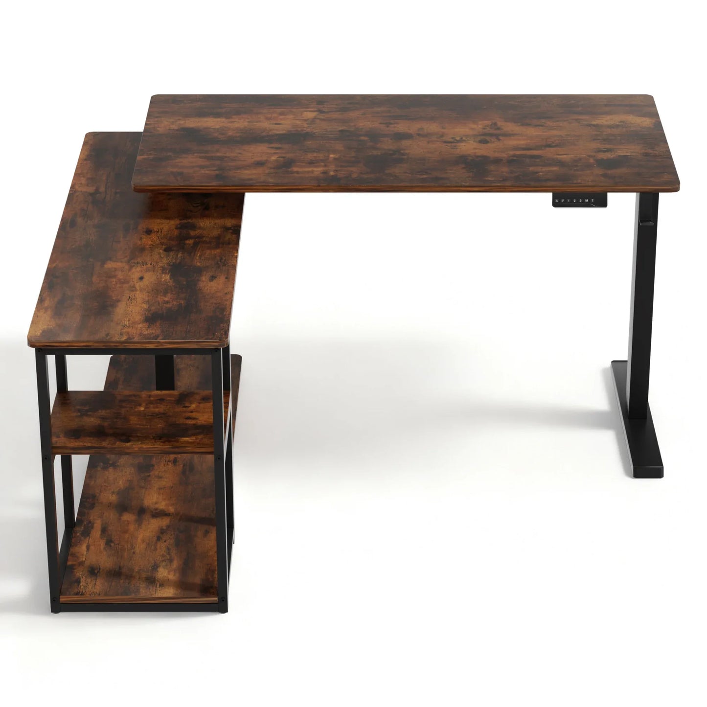 Artiss Electric Standing Desk Adjustable Motorised 120CM L Shaped Rustic Brown - Mekamart Australia
