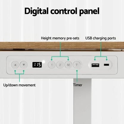 Artiss Standing Desk Motorised Electric Dual Motor Draw 120CM Oak - Mekamart Australia