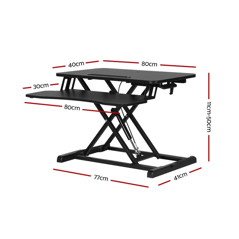 Artiss Standing Desk Riser Height Adjustable Black 80CM - Mekamart Australia