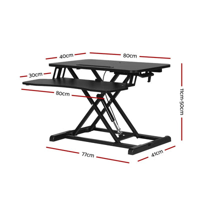Artiss Standing Desk Riser Height Adjustable Black 80CM - Mekamart Australia