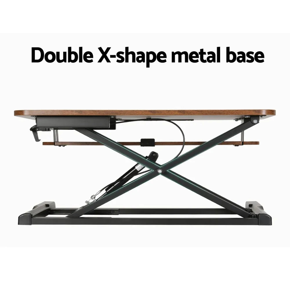 Artiss Standing Desk Riser Height Adjustable Rustic Brown 80CM - Mekamart Australia