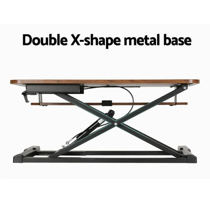 Artiss Standing Desk Riser Height Adjustable Rustic Brown 80CM - Mekamart Australia