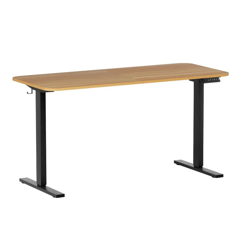 Artiss Electric Standing Desk 140cm Adjustable Height Motorised Home Office Desk Oak Black - Mekamart Australia