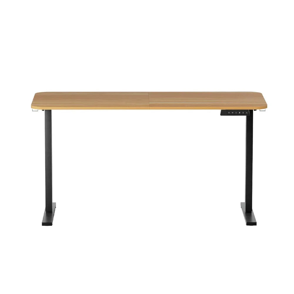 Artiss Electric Standing Desk 140cm Adjustable Height Motorised Home Office Desk Oak Black - Mekamart Australia