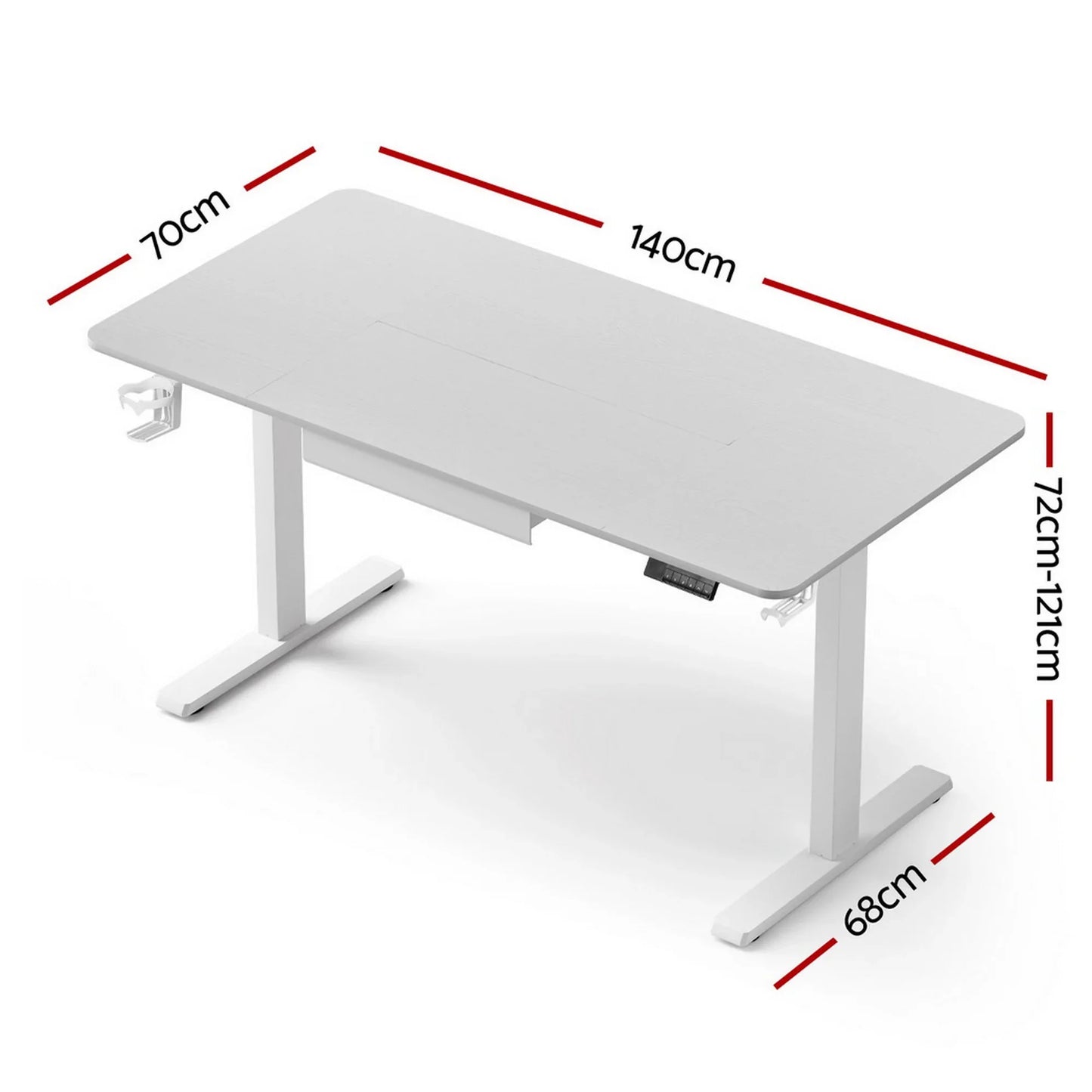 Artiss Electric Standing Desk 140cm Adjustable Height Motorised Home Office Desk Drawer - Mekamart Australia