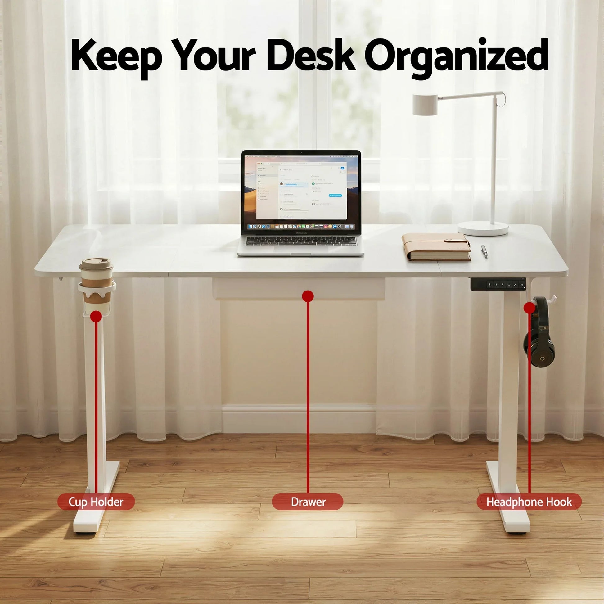 Artiss Electric Standing Desk 140cm Adjustable Height Motorised Home Office Desk Drawer - Mekamart Australia