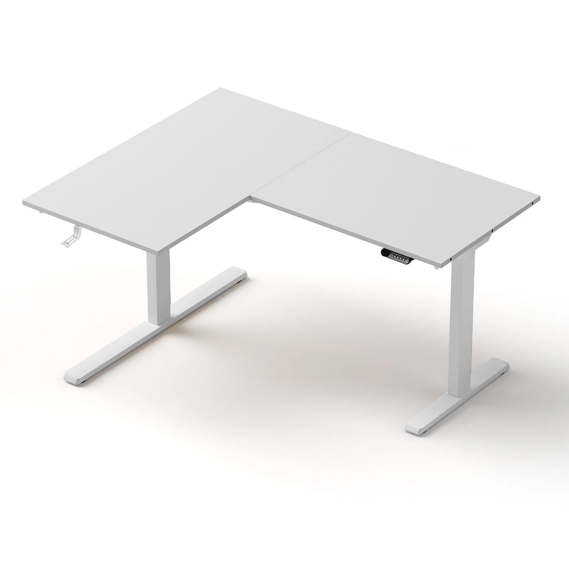 Artiss L-Shape Standing Desk Sit Stand Up Height Adjustable Electric Motorised White - Mekamart Australia