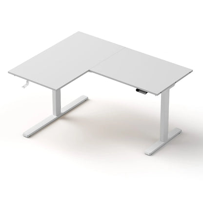 Artiss L-Shape Standing Desk Sit Stand Up Height Adjustable Electric Motorised White - Mekamart Australia