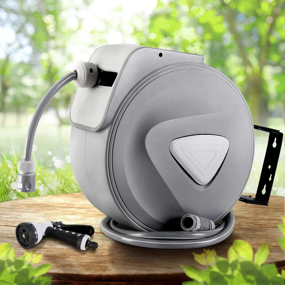 Water Hose Reel 20M Retractable Auto Rewind Spray Gun Garden - Mekamart Australia