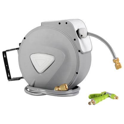 Water Hose Reel 30M Retractable Garden Auto Rewind Brass Spray Gun - Mekamart Australia