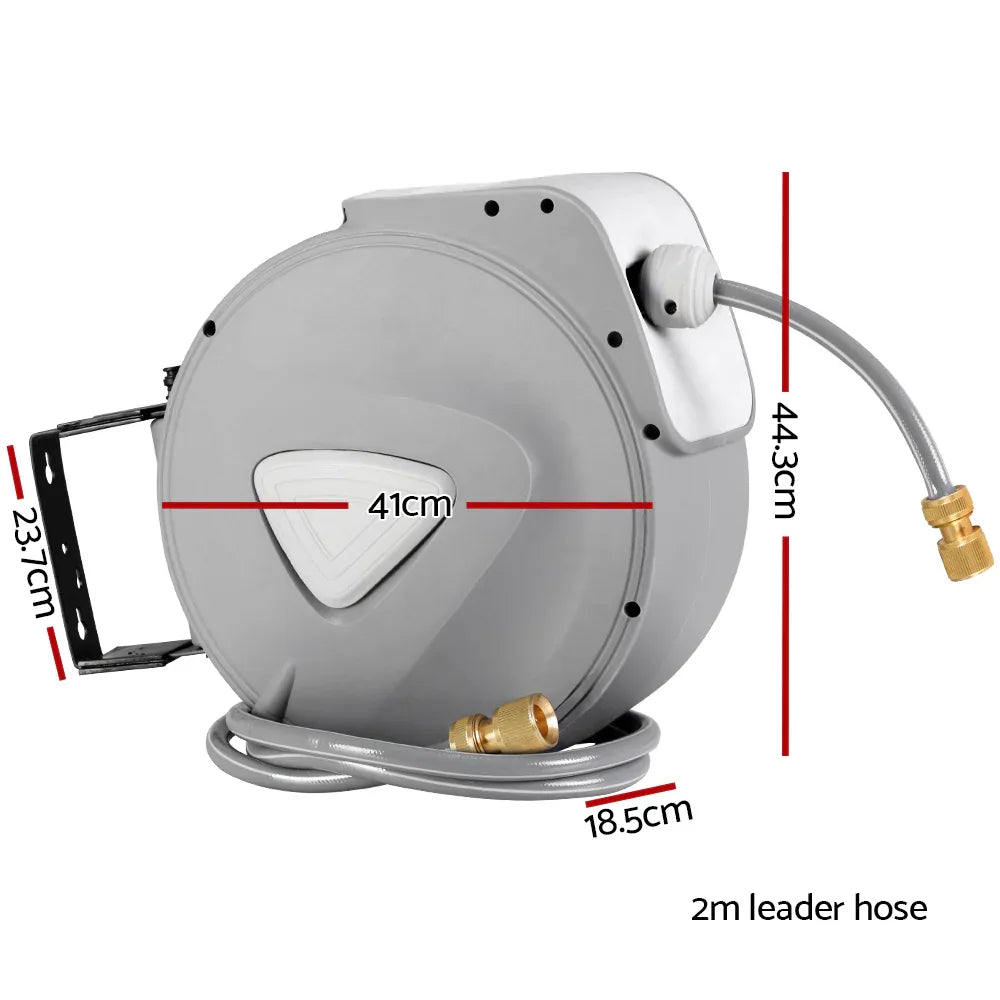 Water Hose Reel 30M Retractable Garden Auto Rewind Brass Spray Gun - Mekamart Australia