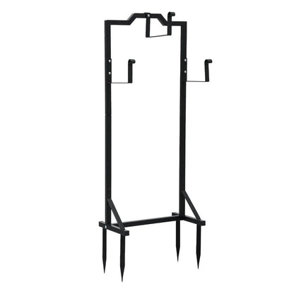 Green Fingers Garden Hose Holder Metal Portable Freestanding Hose Stand 4 Spikes Black - Mekamart Australia