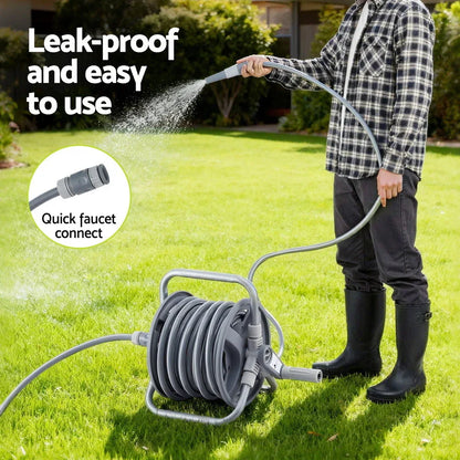Green Fingers 20m Retractable Garden Hose Reel Heavy Duty 1/2" Hose Auto Rewind - Mekamart Australia