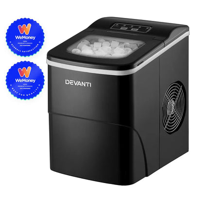 DEVANTi Portable Ice Cube Maker Machine 2L Home Bar Benchtop Easy Quick Black - Mekamart Australia