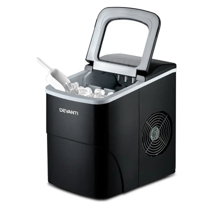DEVANTi Portable Ice Cube Maker Machine 2L Home Bar Benchtop Easy Quick Black - Mekamart Australia
