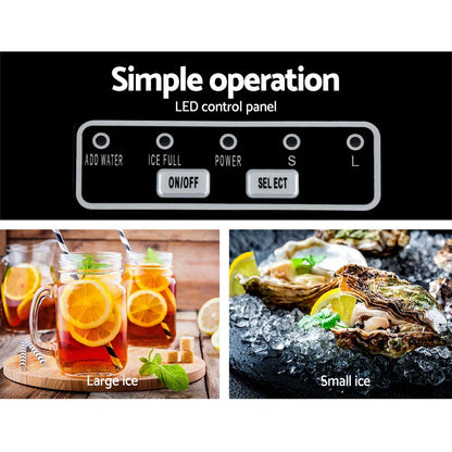 DEVANTi Portable Ice Cube Maker Machine 2L Home Bar Benchtop Easy Quick Black - Mekamart Australia