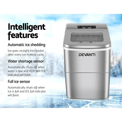 Devanti Portable Ice Cube Maker - Silver - Mekamart Australia