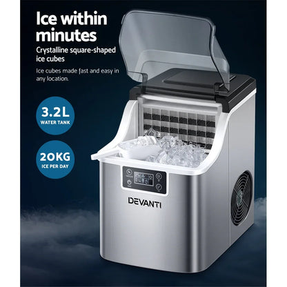 Devanti Ice Maker Machine Commercial Portable Ice Cube Tray Countertop 3.2L - Mekamart Australia