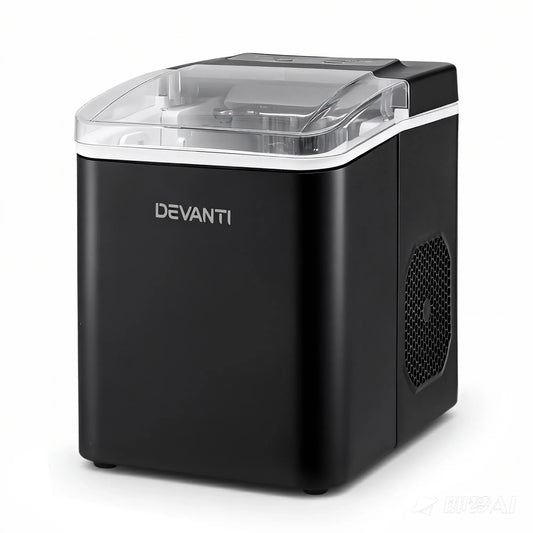 Devanti Ice Maker Machine Portable 12kg Countertop w/Self Cleaning 1.2L Black - Mekamart Australia